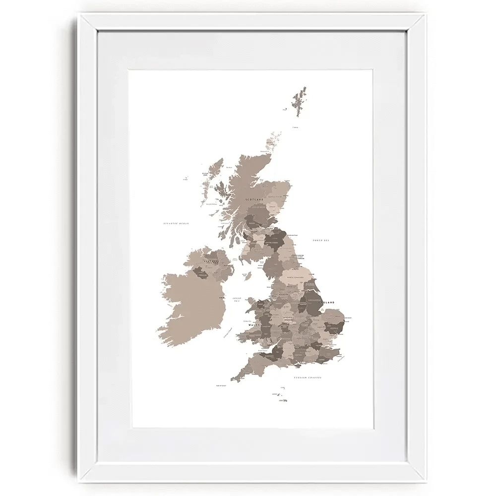 United Kingdom Sepia Map Framed Art Print United Kingdom Sepia Map Framed Art Print wall art product Independent