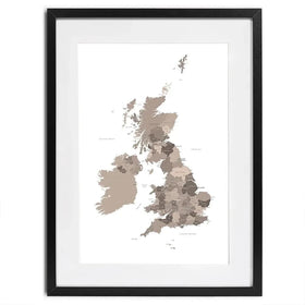 United Kingdom Sepia Map Framed Art Print United Kingdom Sepia Map Framed Art Print wall art product Independent