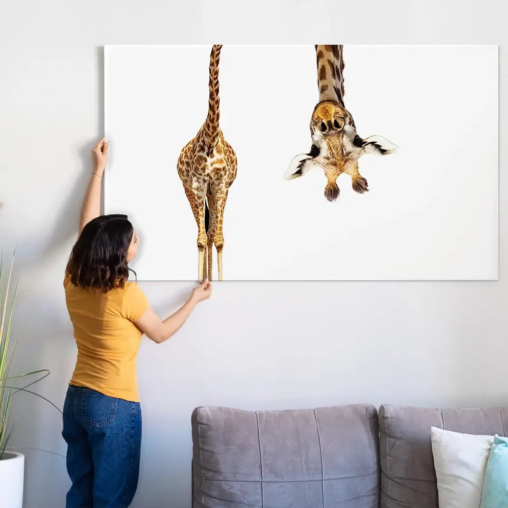 Upside Down Giraffe Oversized Canvas Print Upside Down Giraffe Oversized Canvas Print wall art product Art Print Shop
