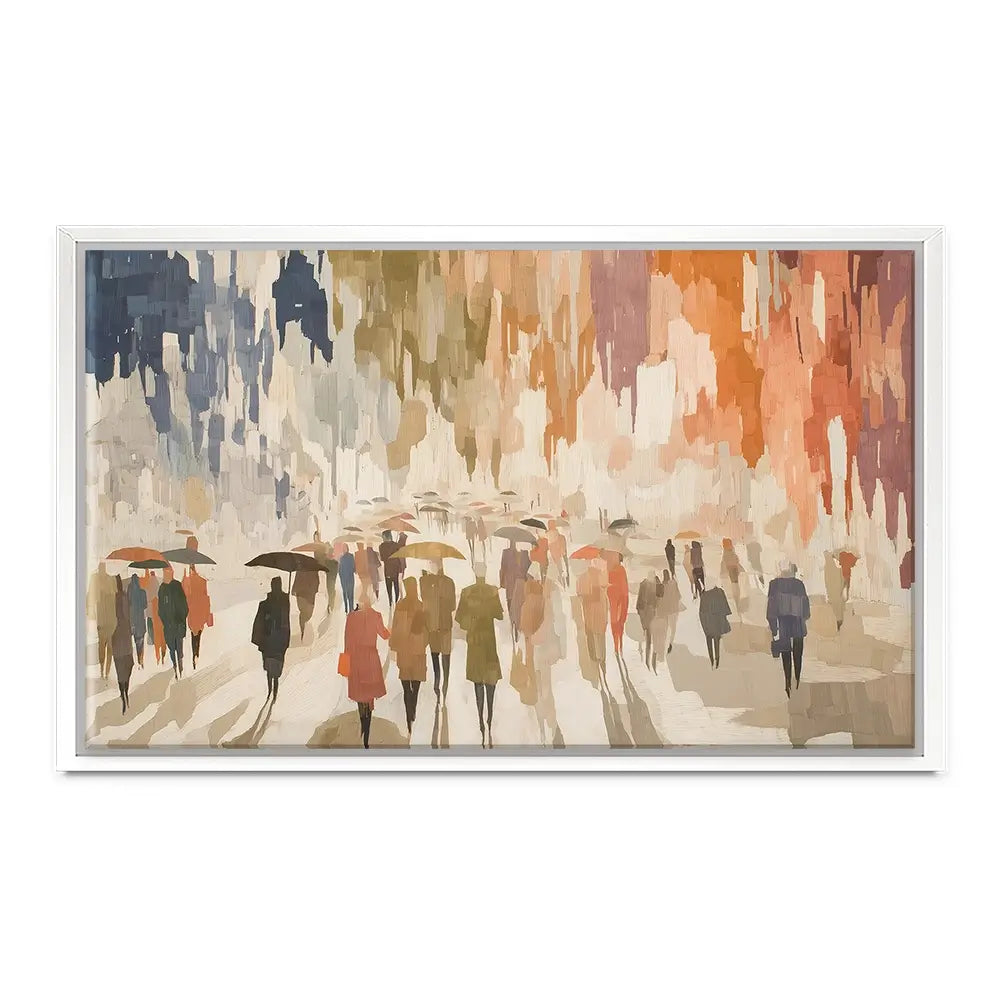 Urban Rainy Promenade Canvas Print Urban Rainy Promenade Canvas Print wall art product Chromatic Storm Studio