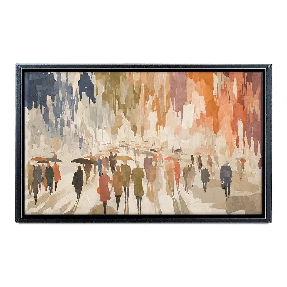 Urban Rainy Promenade Canvas Print Urban Rainy Promenade Canvas Print wall art product Chromatic Storm Studio