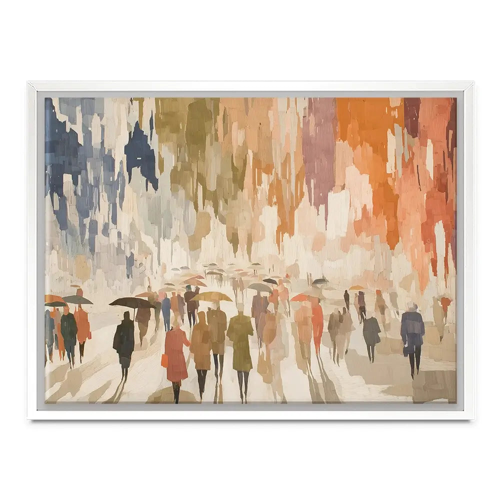 Urban Rainy Promenade Canvas Print Urban Rainy Promenade Canvas Print wall art product Chromatic Storm Studio
