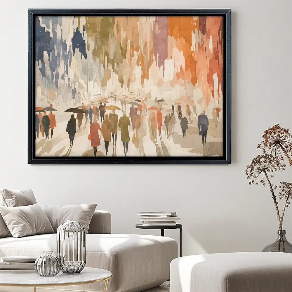 Urban Rainy Promenade Canvas Print Urban Rainy Promenade Canvas Print wall art product Chromatic Storm Studio