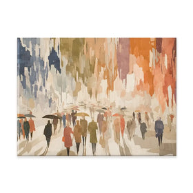 Urban Rainy Promenade Canvas Print Urban Rainy Promenade Canvas Print wall art product Chromatic Storm Studio