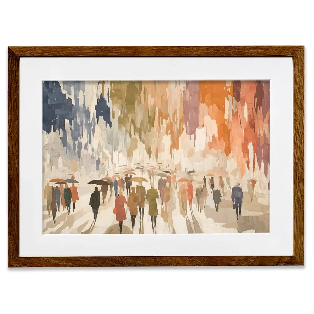 Urban Rainy Promenade Framed Art Print Urban Rainy Promenade Framed Art Print wall art product Chromatic Storm Studio