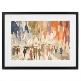 Urban Rainy Promenade Framed Art Print Urban Rainy Promenade Framed Art Print wall art product Chromatic Storm Studio