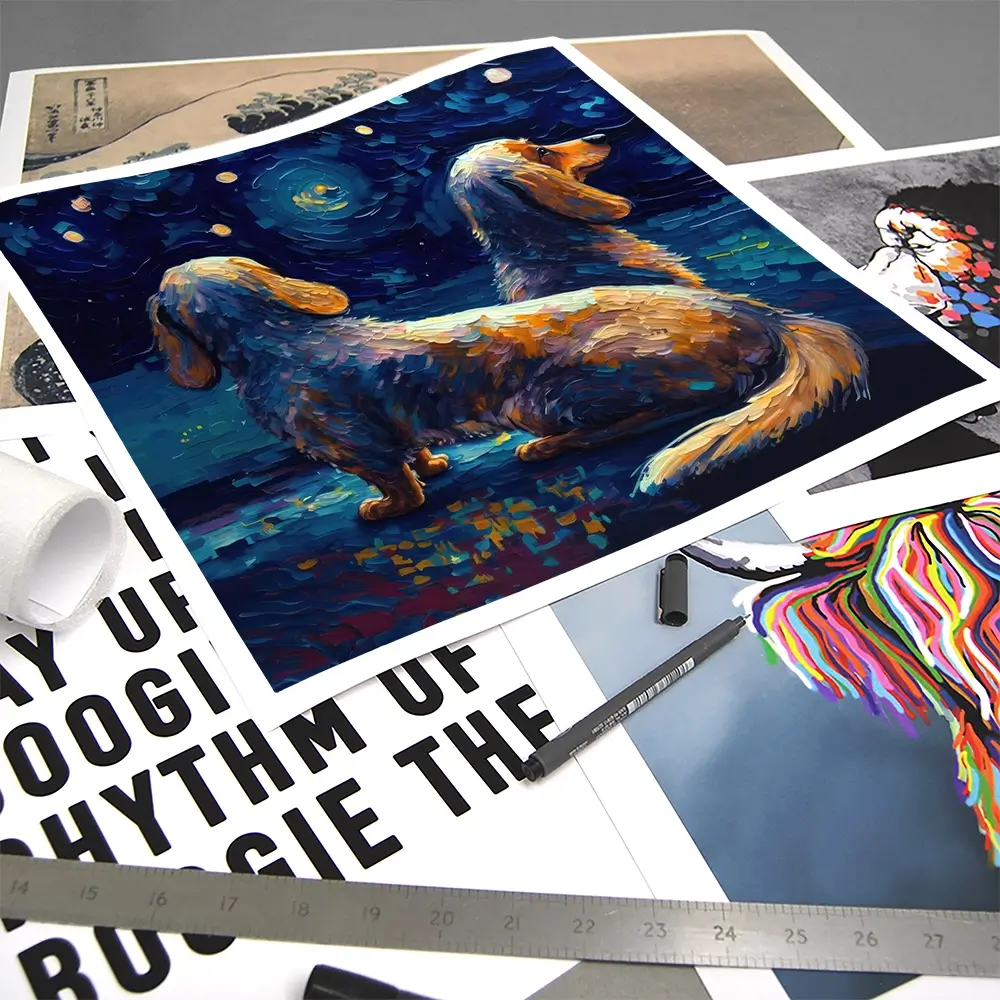 Van Gogh Dachshunds Square Art Print Van Gogh Dachshunds Square Art Print wall art product Svetlana Aleynikova