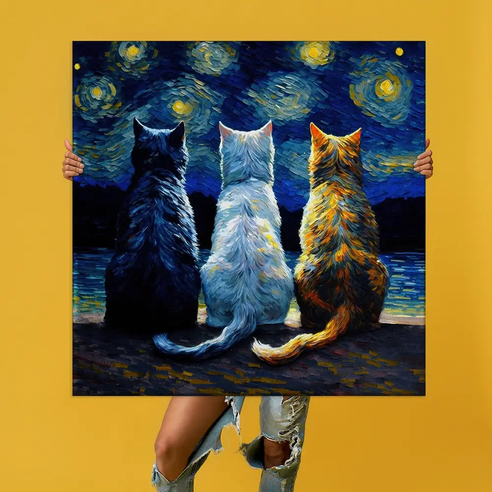 Van Gogh Three Cats Oversized Canvas Print Van Gogh Three Cats Oversized Canvas Print wall art product Art Print Shop