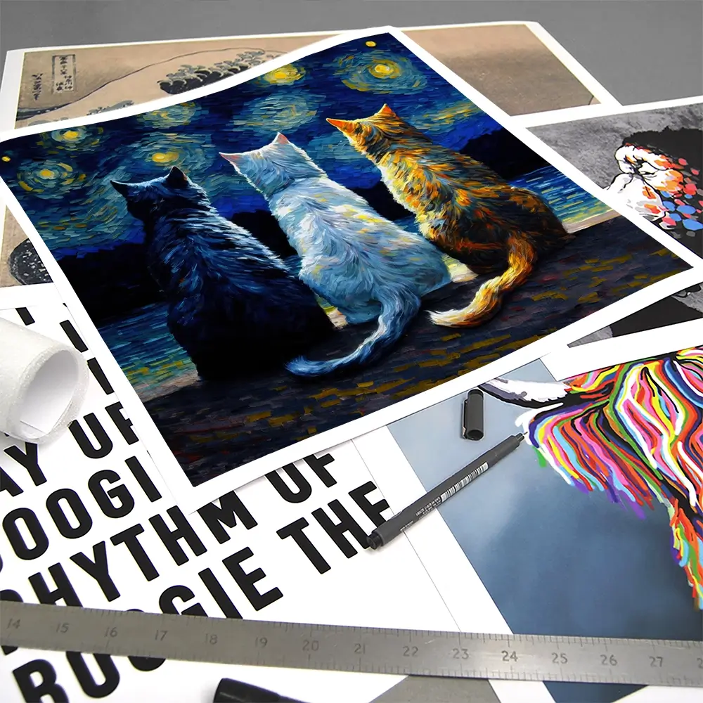 Van Gogh Three Cats Square Art Print Van Gogh Three Cats Square Art Print wall art product Svetlana Aleynikova