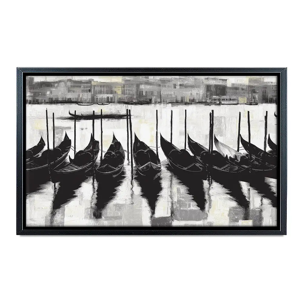 Venetian Lagoon Gondolas At Dock Canvas Print Venetian Lagoon Gondolas At Dock Canvas Print wall art product Chromatic Storm Studio