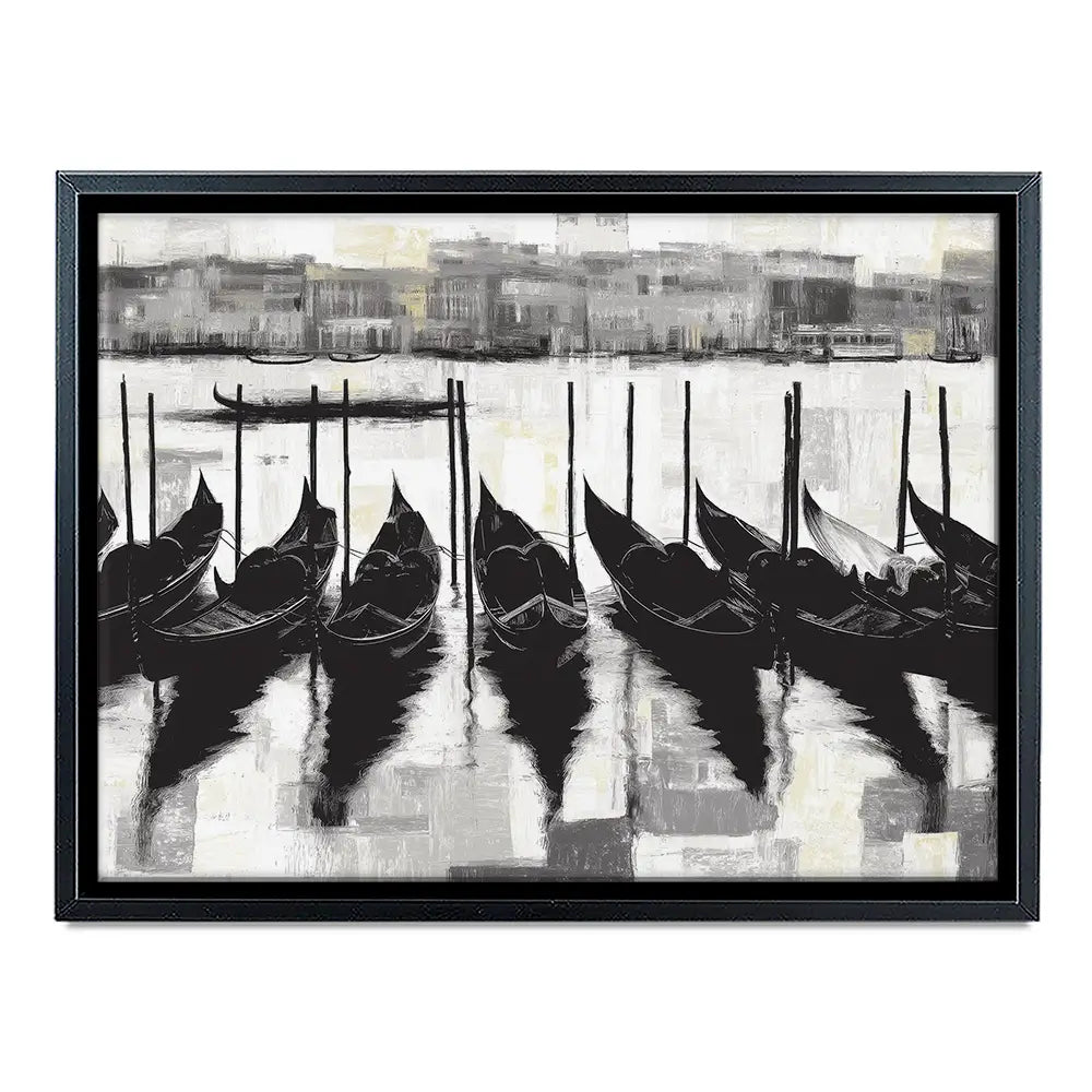 Venetian Lagoon Gondolas At Dock Canvas Print Venetian Lagoon Gondolas At Dock Canvas Print wall art product Chromatic Storm Studio