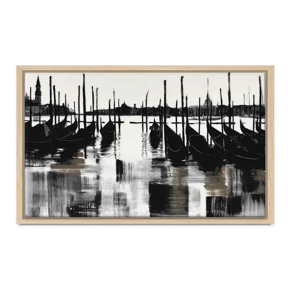 Venice Gondolas And Mooring Poles Canvas Print Venice Gondolas And Mooring Poles Canvas Print wall art product Chromatic Storm Studio