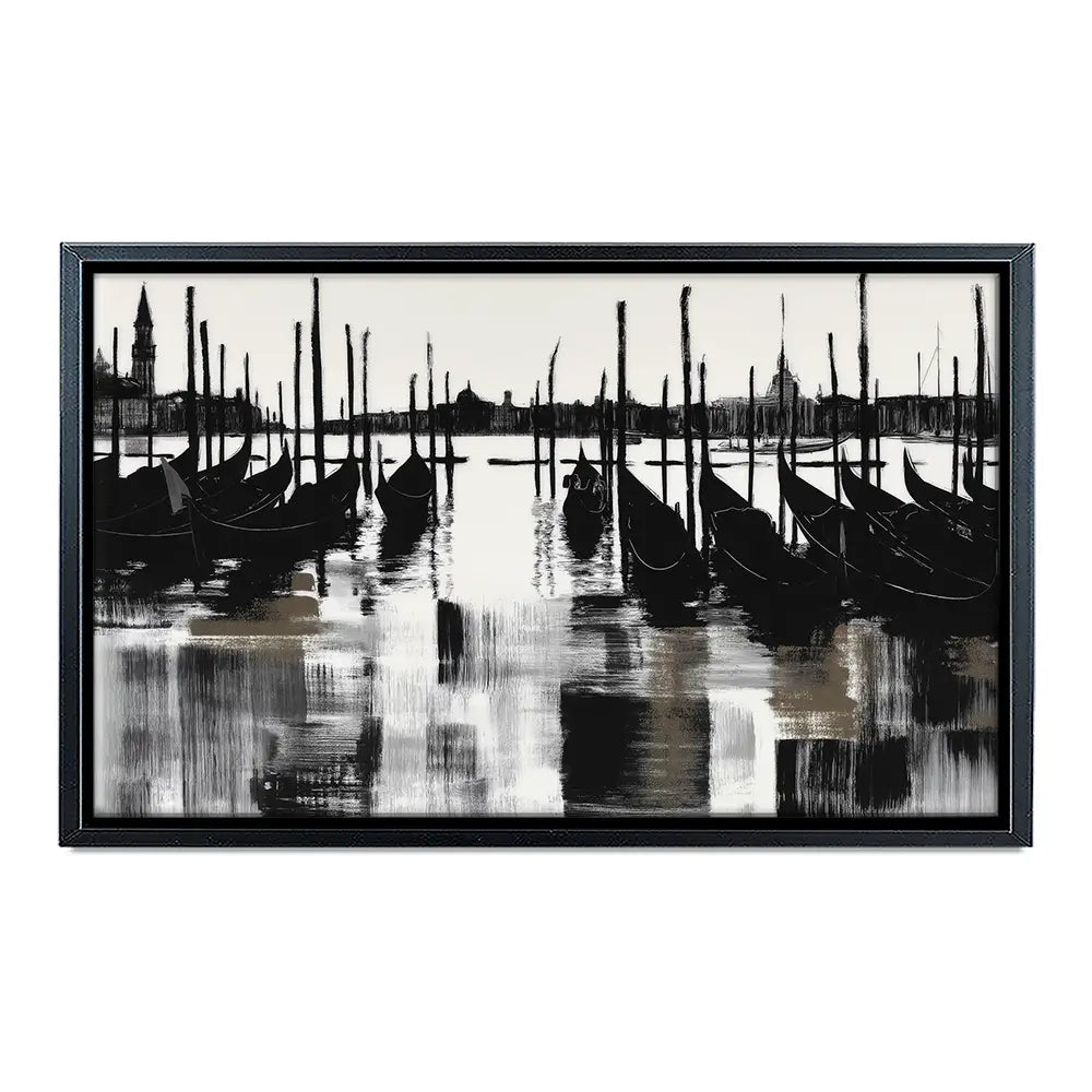Venice Gondolas And Mooring Poles Canvas Print Venice Gondolas And Mooring Poles Canvas Print wall art product Chromatic Storm Studio