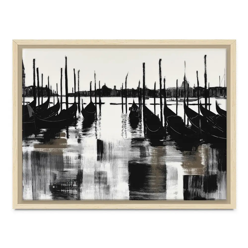 Venice Gondolas And Mooring Poles Canvas Print Venice Gondolas And Mooring Poles Canvas Print wall art product Chromatic Storm Studio