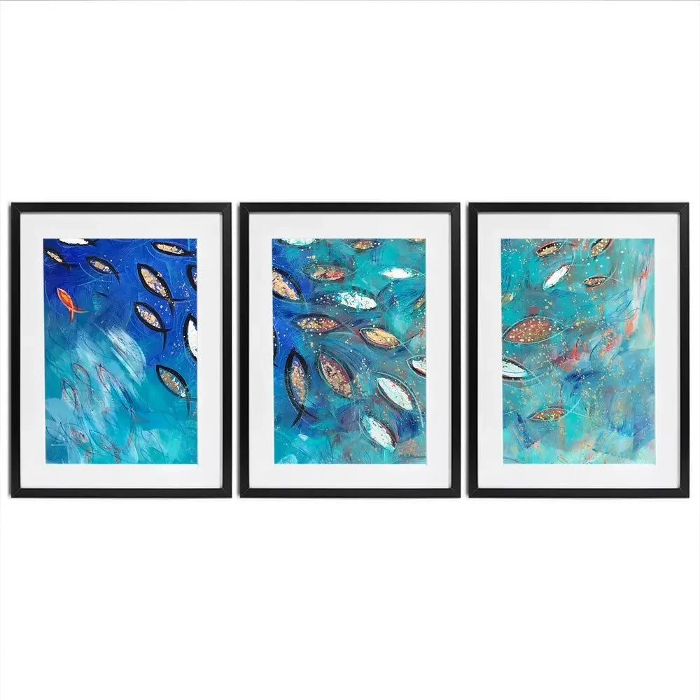 Very Fishy Framed Art Print Trio Very Fishy Framed Art Print Trio wall art product Jane Brookshaw