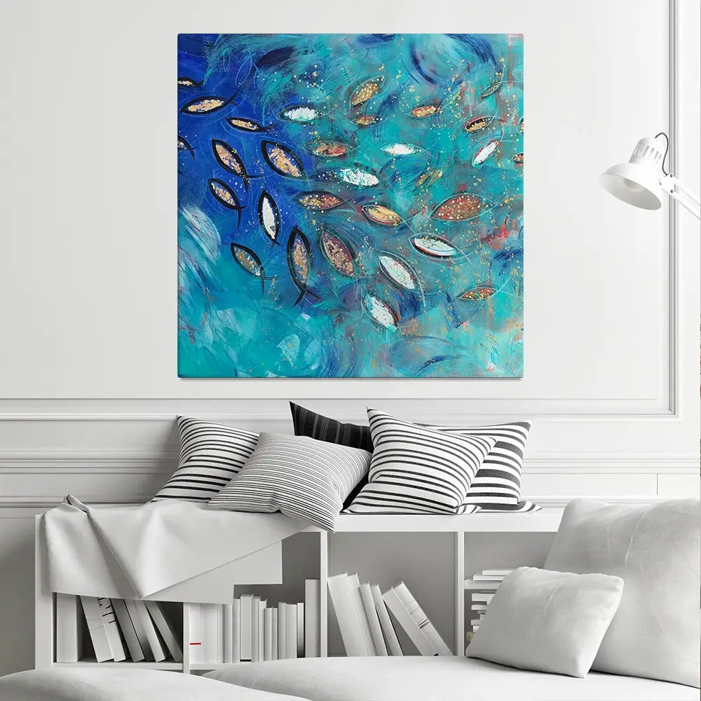 Very Fishy Square Canvas Print Very Fishy Square Canvas Print wall art product Jane Brookshaw