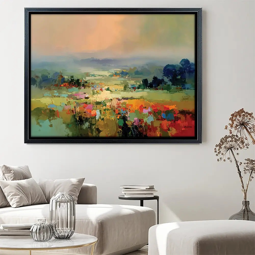 Vibrant Abstract Fields And Soft Pastel Sky Canvas Print Vibrant Abstract Fields And Soft Pastel Sky Canvas Print wall art product Leon Devenice
