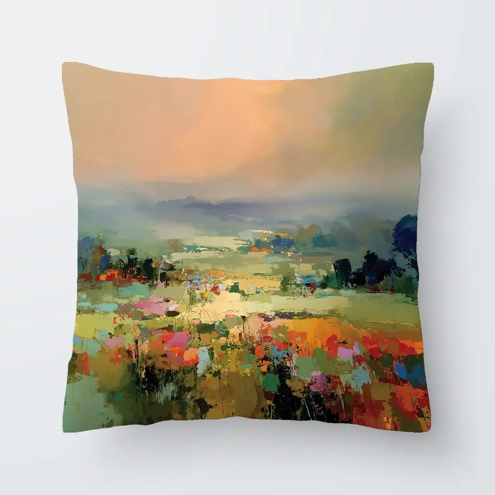 Vibrant Abstract Fields And Soft Pastel Sky Cushion Vibrant Abstract Fields And Soft Pastel Sky Cushion wall art product Art Print Shop