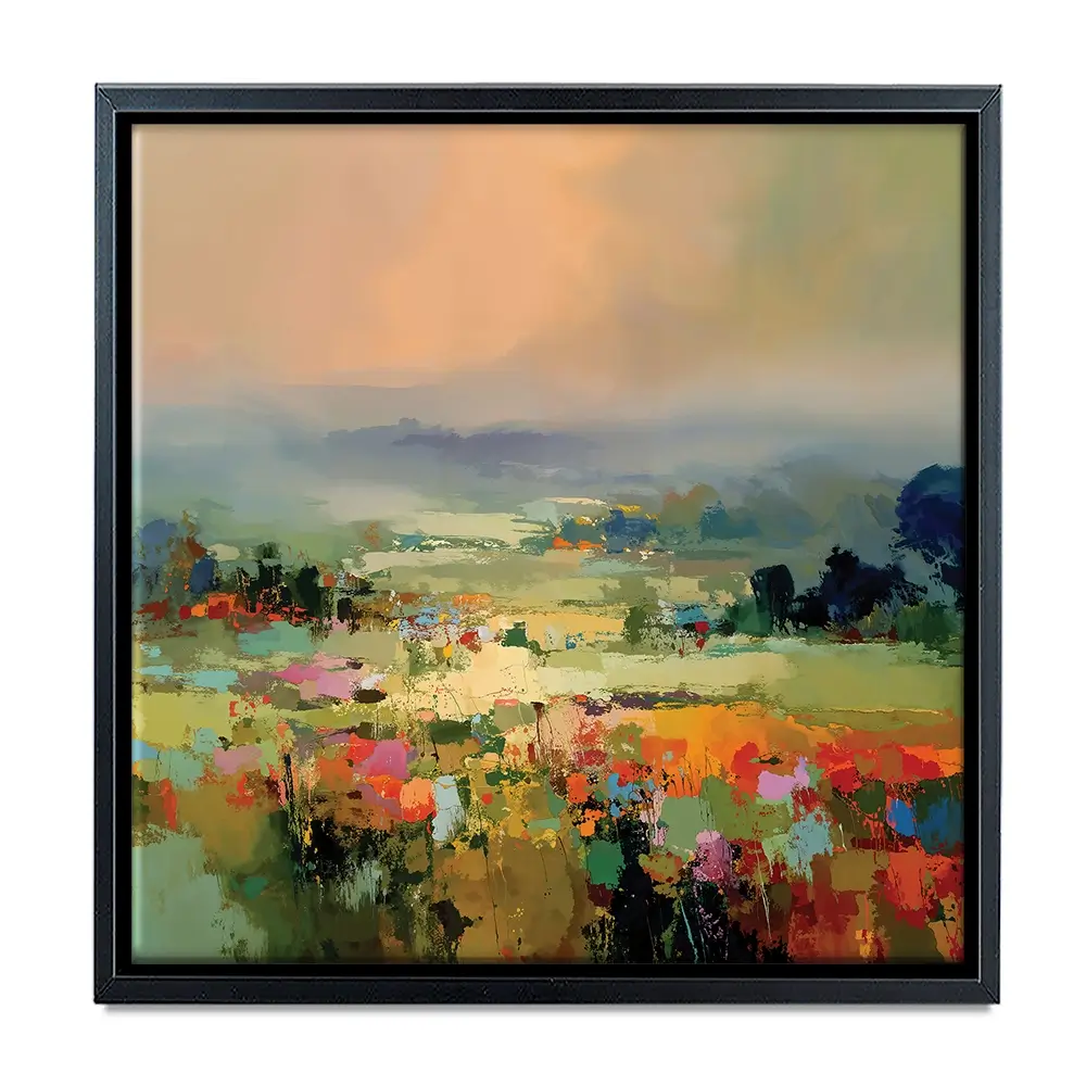 Vibrant Abstract Fields And Soft Pastel Sky Square Canvas Print Vibrant Abstract Fields And Soft Pastel Sky Square Canvas Print wall art product Art Print Shop