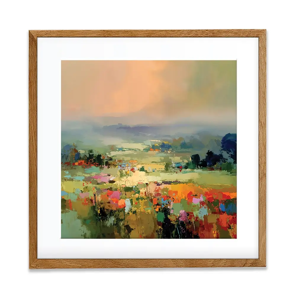 Vibrant Abstract Fields And Soft Pastel Sky Square Framed Art Print Vibrant Abstract Fields And Soft Pastel Sky Square Framed Art Print wall art product Art Print Shop