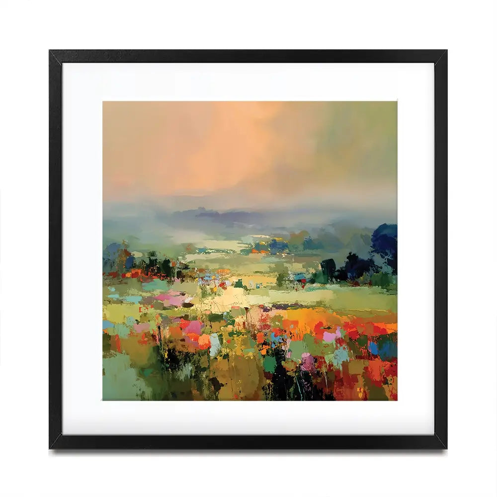 Vibrant Abstract Fields And Soft Pastel Sky Square Framed Art Print Vibrant Abstract Fields And Soft Pastel Sky Square Framed Art Print wall art product Art Print Shop
