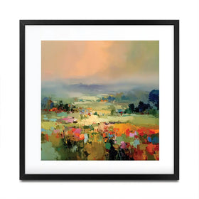 Vibrant Abstract Fields And Soft Pastel Sky Square Framed Art Print Vibrant Abstract Fields And Soft Pastel Sky Square Framed Art Print wall art product Art Print Shop