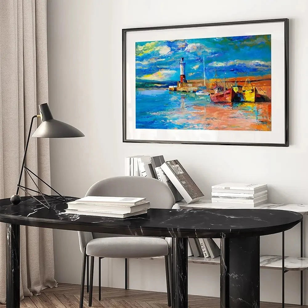 Vibrant Lighthouse Framed Art Print Vibrant Lighthouse Framed Art Print wall art product Boyan Dimitrov / Shutterstock