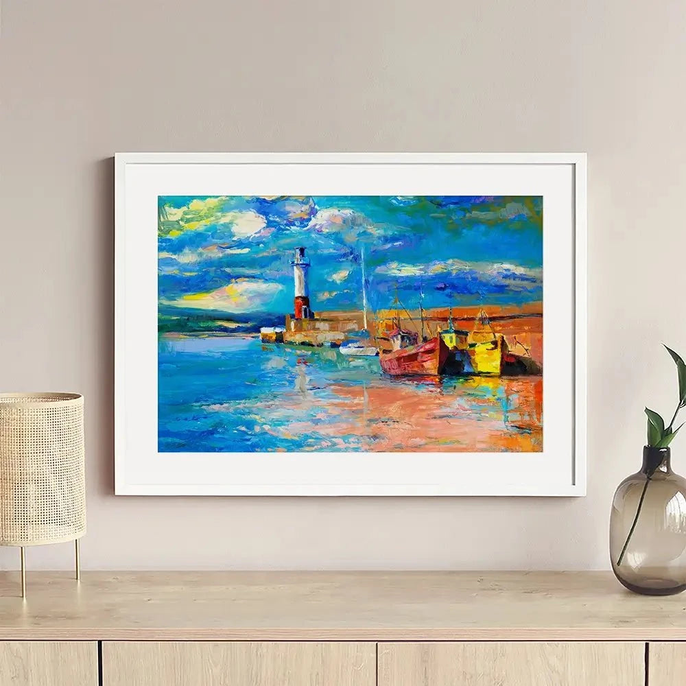 Vibrant Lighthouse Framed Art Print Vibrant Lighthouse Framed Art Print wall art product Boyan Dimitrov / Shutterstock