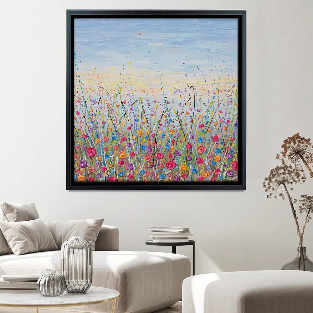 Vibrant Meadow Square Canvas Print Vibrant Meadow Square Canvas Print wall art product Art Print Shop