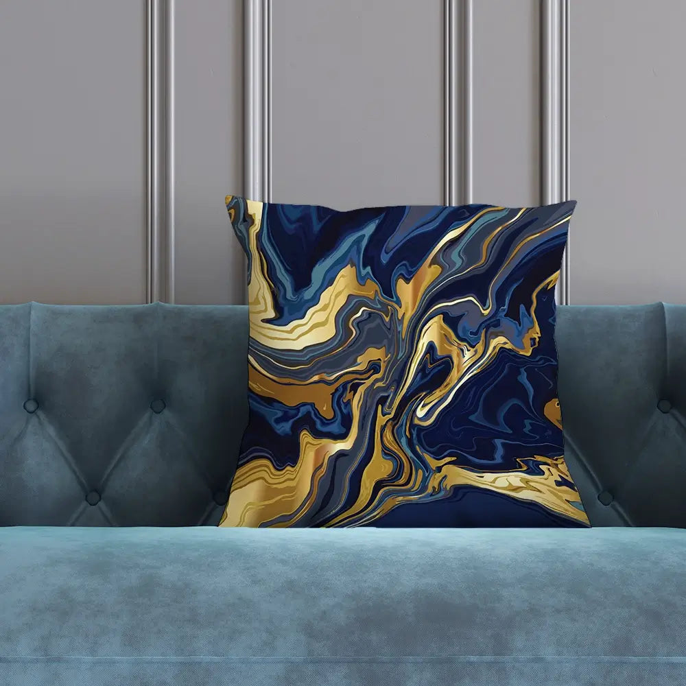Vibrant Navy Marble Cushion Vibrant Navy Marble Cushion wall art product Art Print Shop