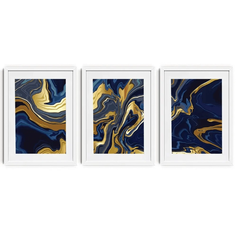Vibrant Navy Marble Framed Art Print Trio Vibrant Navy Marble Framed Art Print Trio wall art product vectortwins / Shutterstock