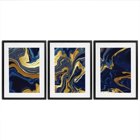 Vibrant Navy Marble Framed Art Print Trio Vibrant Navy Marble Framed Art Print Trio wall art product vectortwins / Shutterstock
