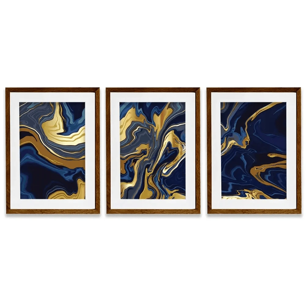 Vibrant Navy Marble Framed Art Print Trio Vibrant Navy Marble Framed Art Print Trio wall art product vectortwins / Shutterstock
