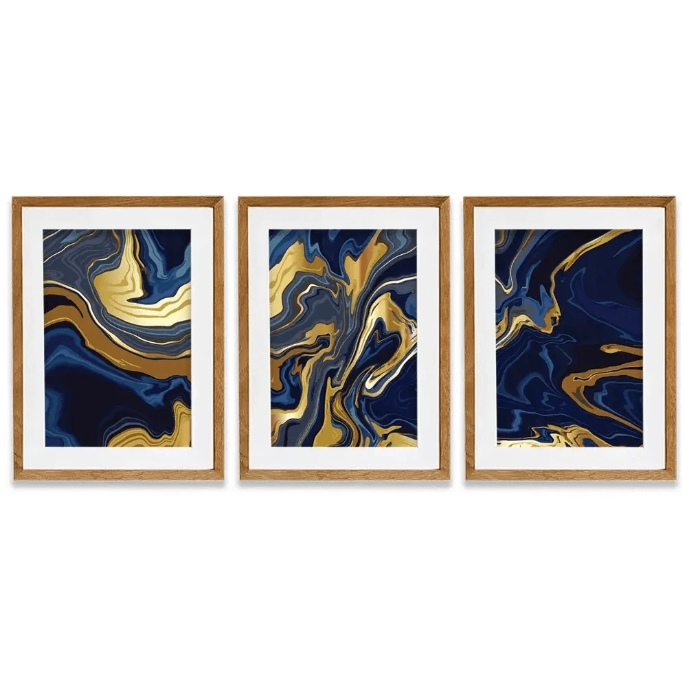 Vibrant Navy Marble Framed Art Print Trio Vibrant Navy Marble Framed Art Print Trio wall art product vectortwins / Shutterstock