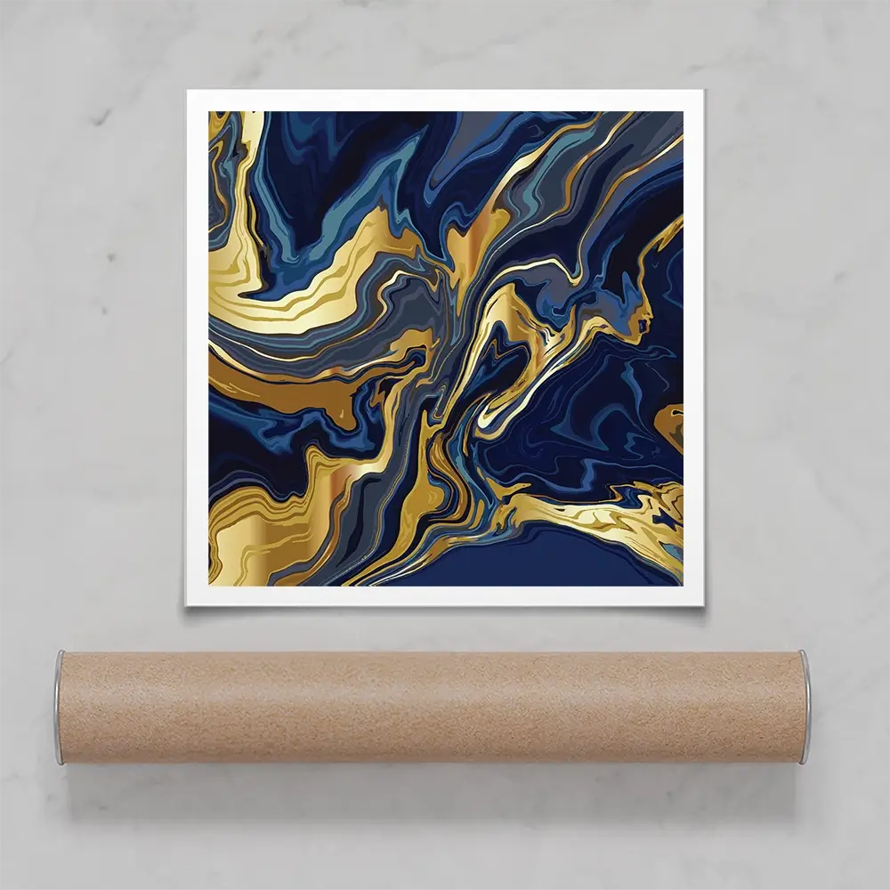 Vibrant Navy Marble Square Art Print Vibrant Navy Marble Square Art Print wall art product Art Print Shop
