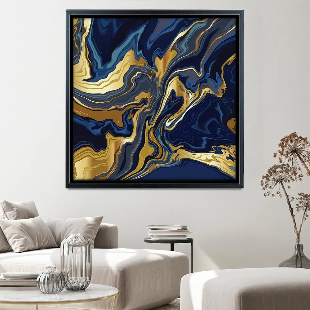 Vibrant Navy Marble Square Canvas Print Vibrant Navy Marble Square Canvas Print wall art product Art Print Shop