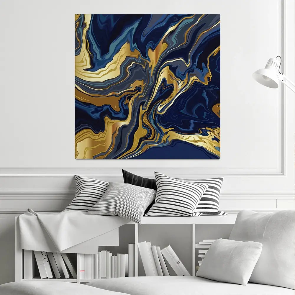 Vibrant Navy Marble Square Canvas Print Vibrant Navy Marble Square Canvas Print wall art product Art Print Shop