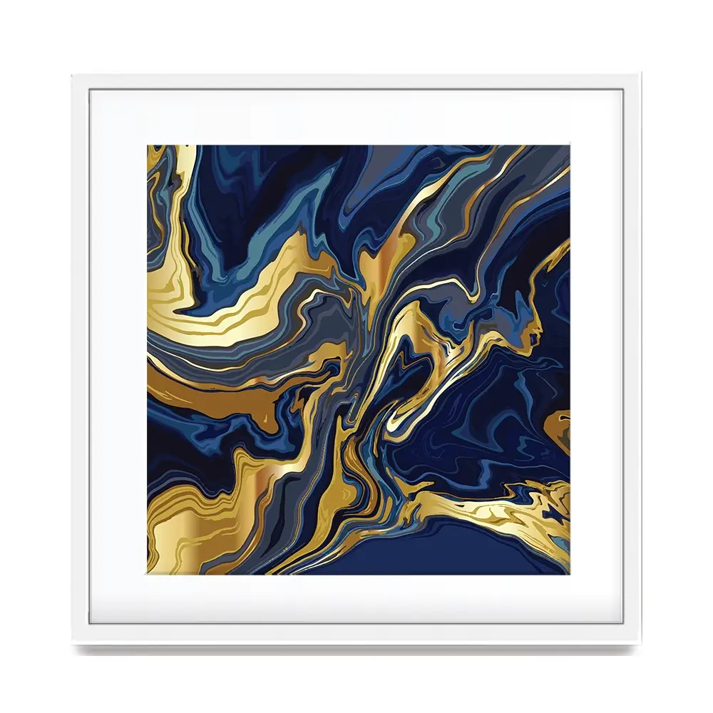 Vibrant Navy Marble Square Framed Art Print Vibrant Navy Marble Square Framed Art Print wall art product Art Print Shop