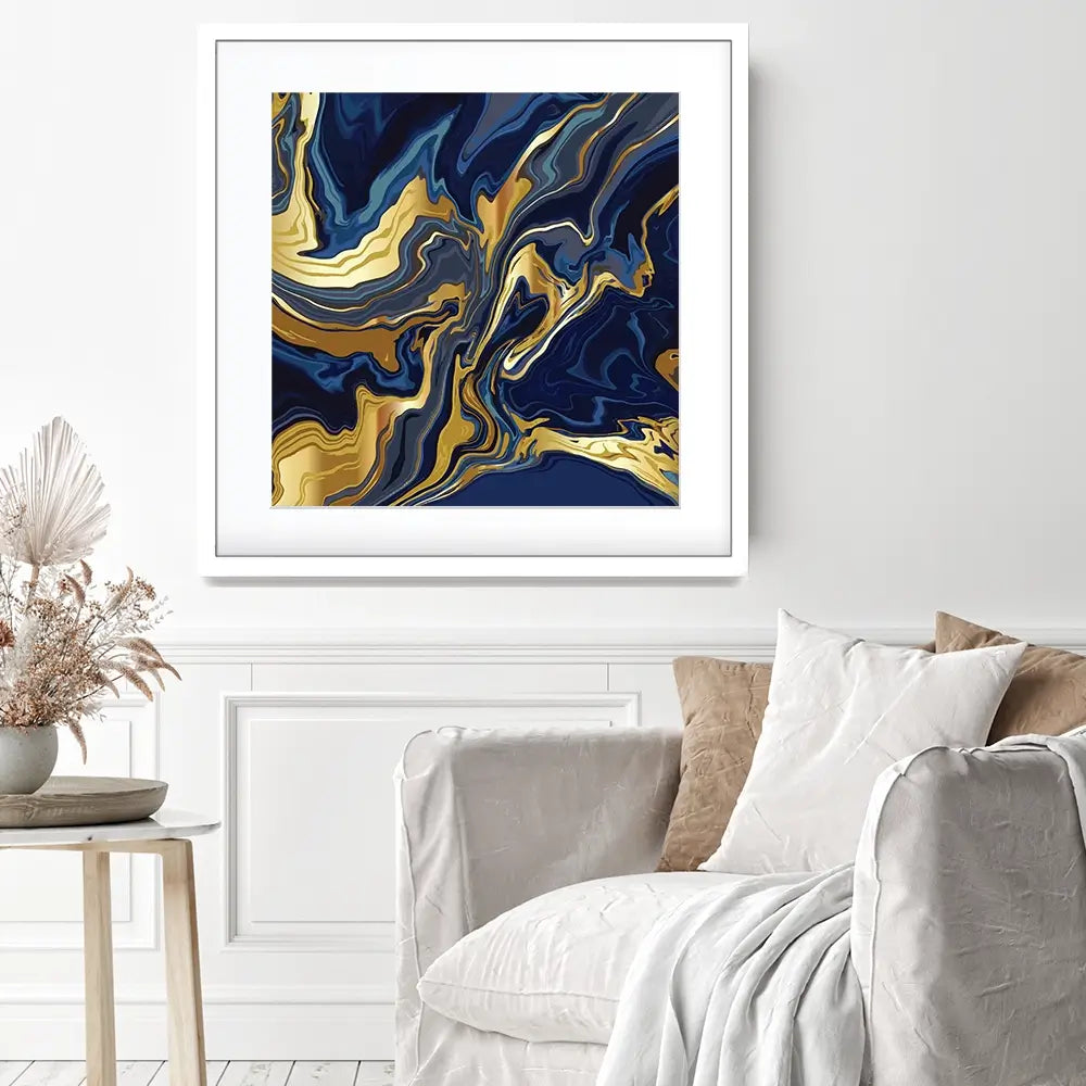 Vibrant Navy Marble Square Framed Art Print Vibrant Navy Marble Square Framed Art Print wall art product Art Print Shop