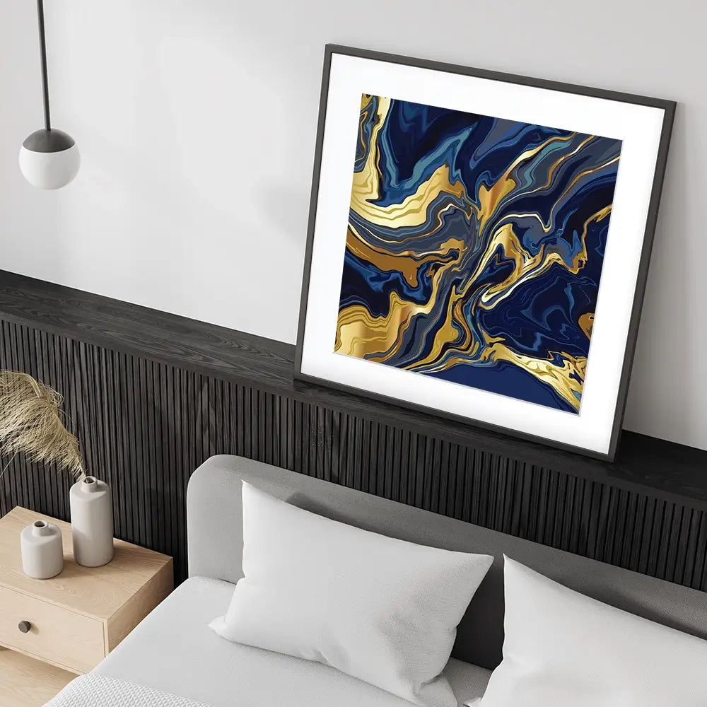 Vibrant Navy Marble Square Framed Art Print Vibrant Navy Marble Square Framed Art Print wall art product Art Print Shop