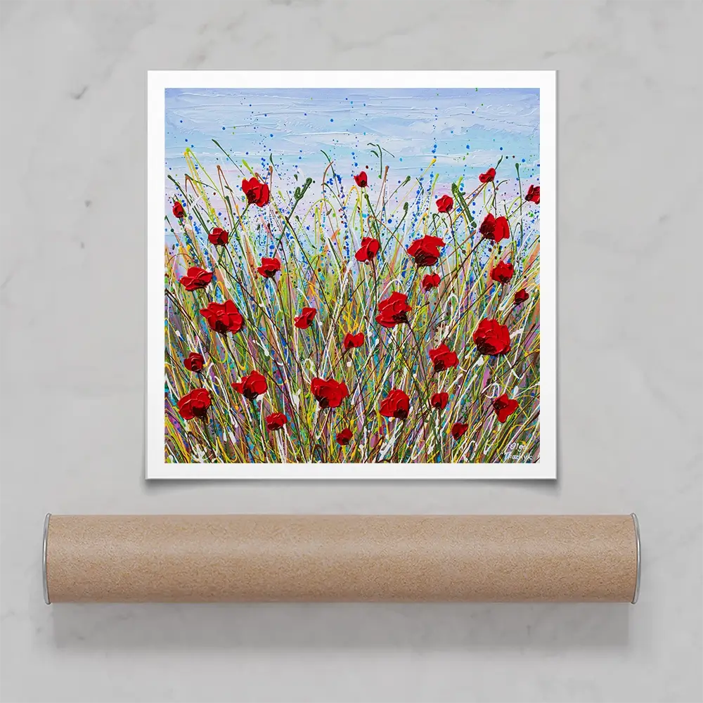 Vibrant Poppies Square Art Print Vibrant Poppies Square Art Print wall art product Olga Tkachyk