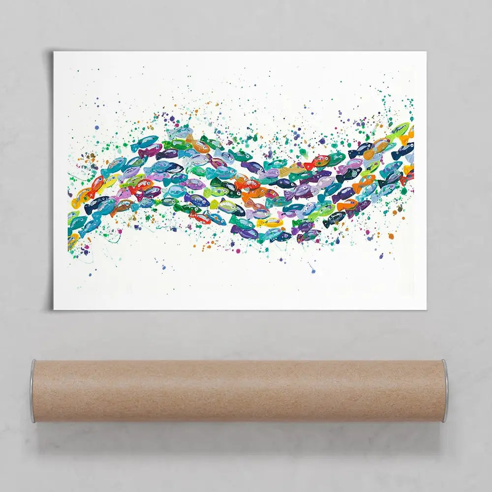 Vibrant School Of Fish Art Print Vibrant School Of Fish Art Print wall art product Emma LC Art