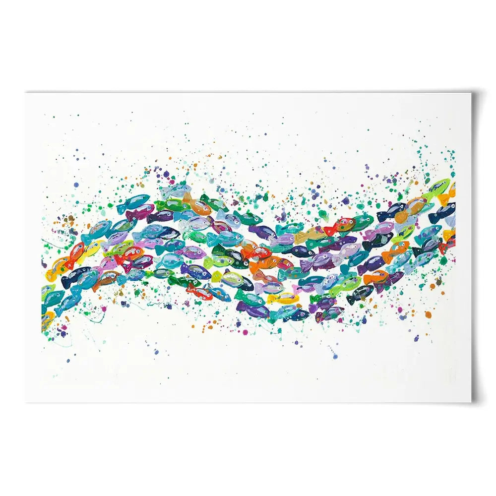 Vibrant School Of Fish Art Print Vibrant School Of Fish Art Print wall art product Emma LC Art