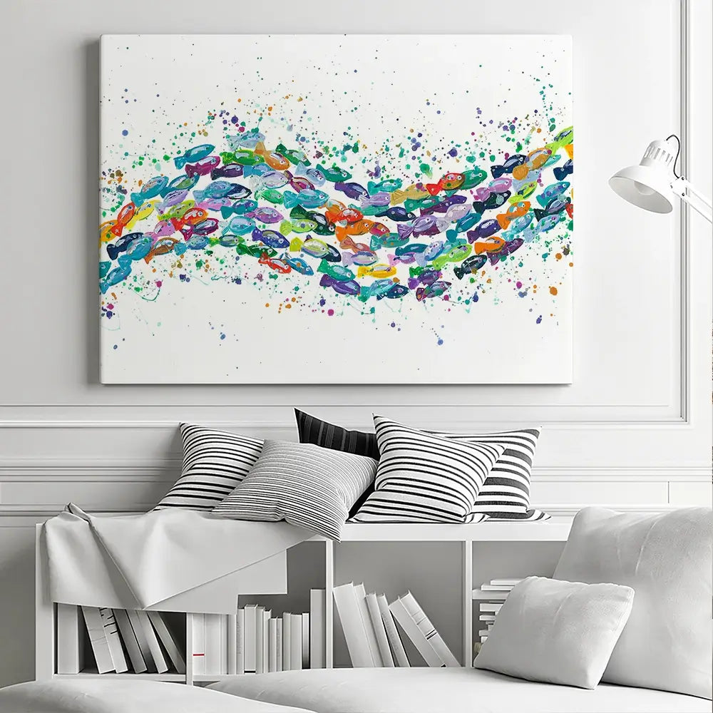 Vibrant School Of Fish Canvas Print Vibrant School Of Fish Canvas Print wall art product Emma LC Art