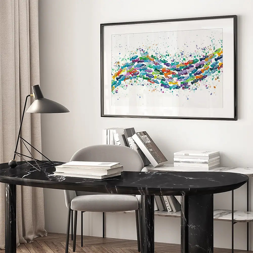 Vibrant School Of Fish Framed Art Print Vibrant School Of Fish Framed Art Print wall art product Emma LC Art