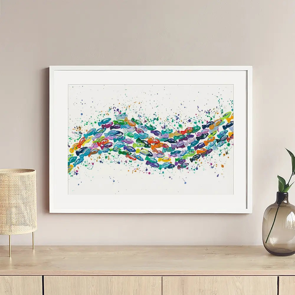 Vibrant School Of Fish Framed Art Print Vibrant School Of Fish Framed Art Print wall art product Emma LC Art