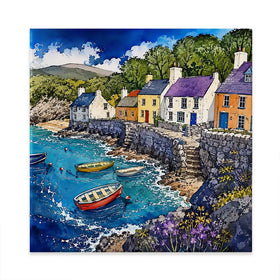 Village Harbour Square Canvas Print Village Harbour Square Canvas Print wall art product David Alexander Elder