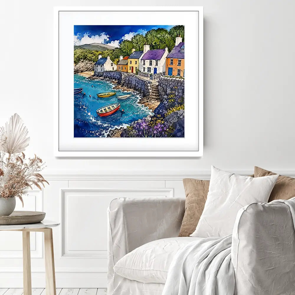 Village Harbour Square Framed Art Print Village Harbour Square Framed Art Print wall art product David Alexander Elder