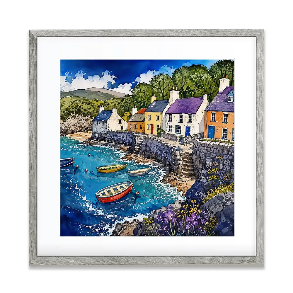 Village Harbour Square Framed Art Print Village Harbour Square Framed Art Print wall art product David Alexander Elder