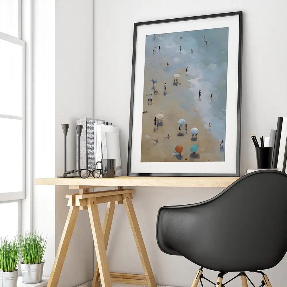 Vintage Beach Umbrellas Framed Art Print Vintage Beach Umbrellas Framed Art Print wall art product Arlington Prints - Independent
